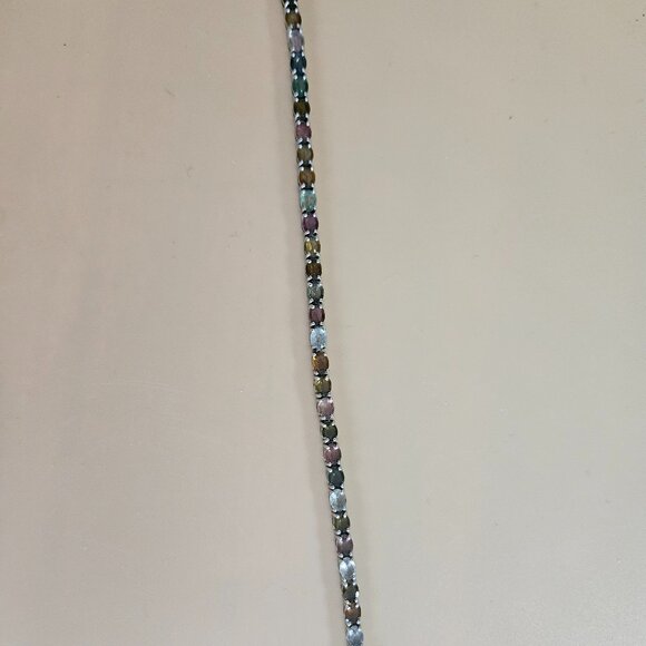 multi tourmaline sterling silver tennis bracelet size 7.25